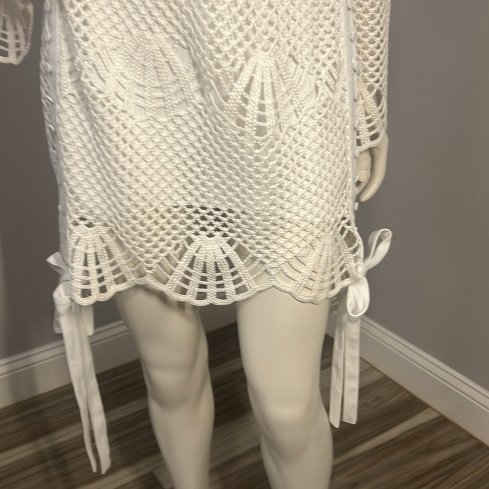 SELF-PORTRAIT Crochet Mini Dress Elegant White Crochet New with Tags $250 OBO. - Picture 4 of 11